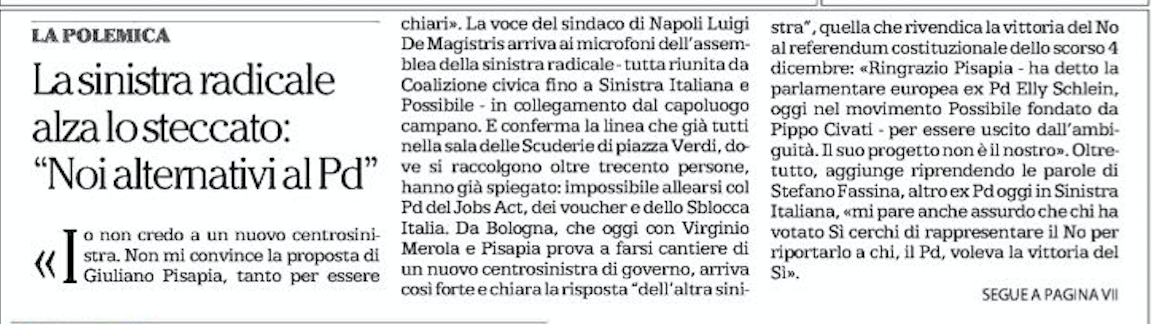 Ma l’ala radicale dà lo stop ” Mai più alleati con il Pd”
