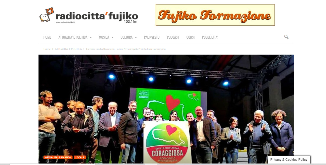 Radiocittà Fujiko – Elezioni Emilia Romagna, i nomi “civico-politici” della lista Coraggiosa