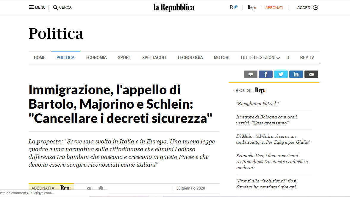 La Repubblica – Immigrazione, l’appello di Bartolo, Majorino e Schlein: “Cancellare i decreti sicurezza”