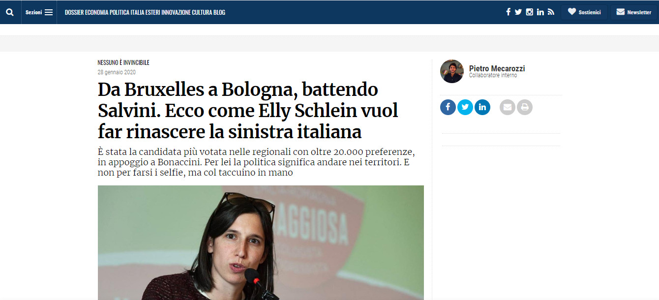 LINKiesta – Da Bruxelles a Bologna, battendo Salvini. Ecco come Elly Schlein vuol far rinascere la sinistra italiana
