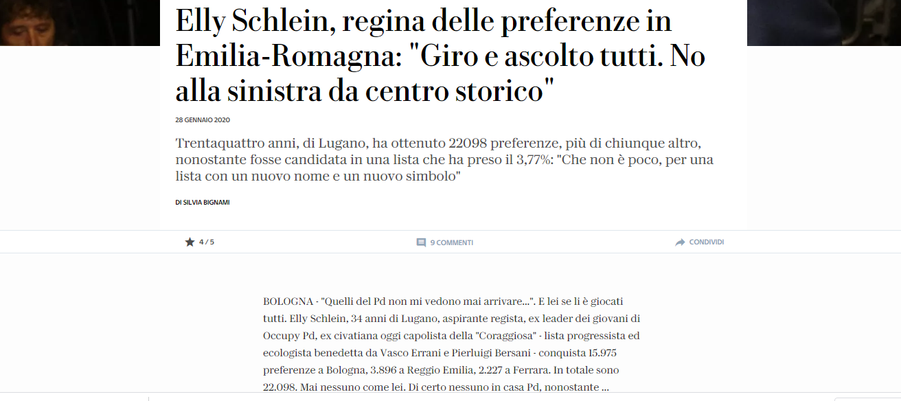 La Repubblica; Schlein “Giro e ascolto tutti No alla sinistra da centro storico”