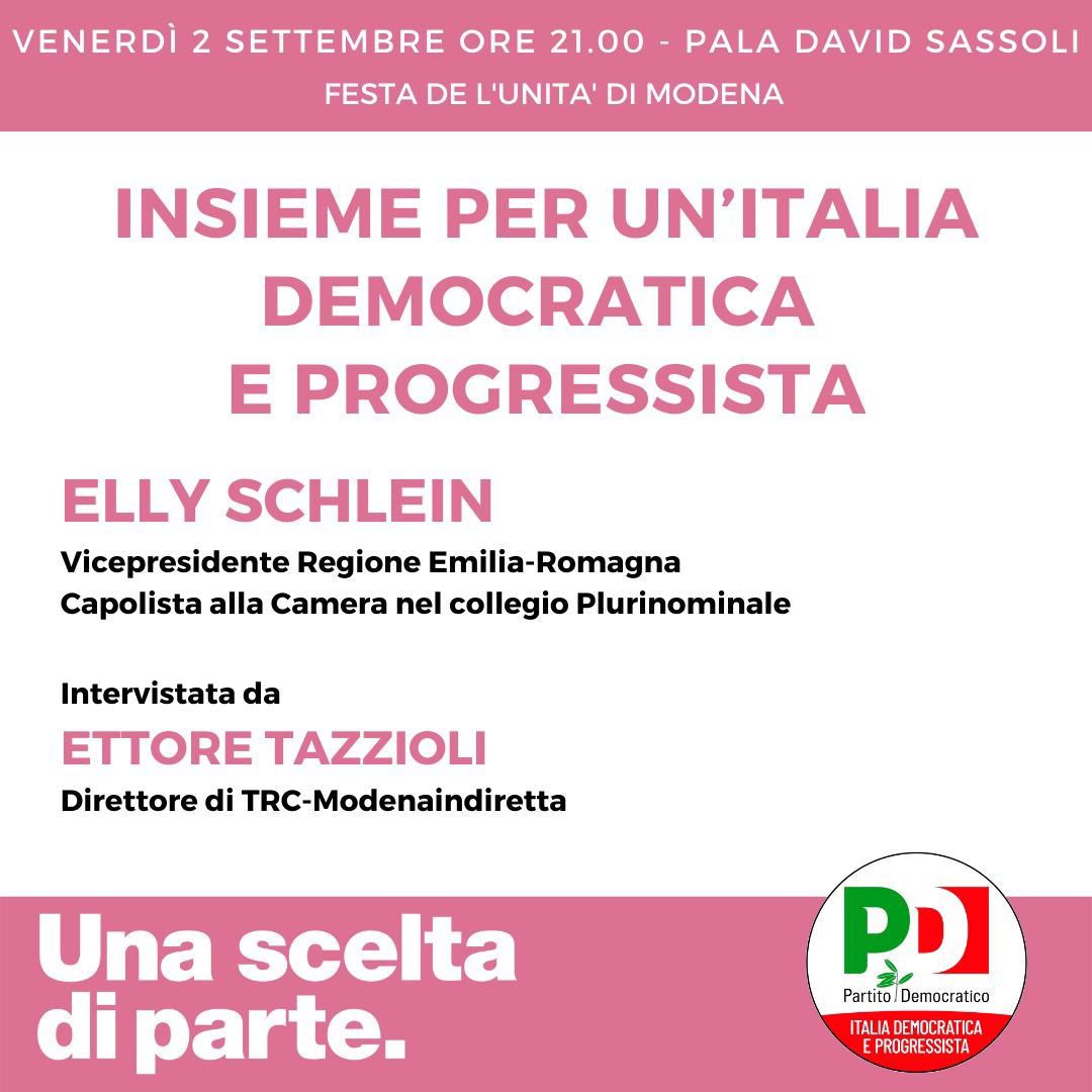 Elly Schlein alla Festa de l'Unità provinciale di Modena