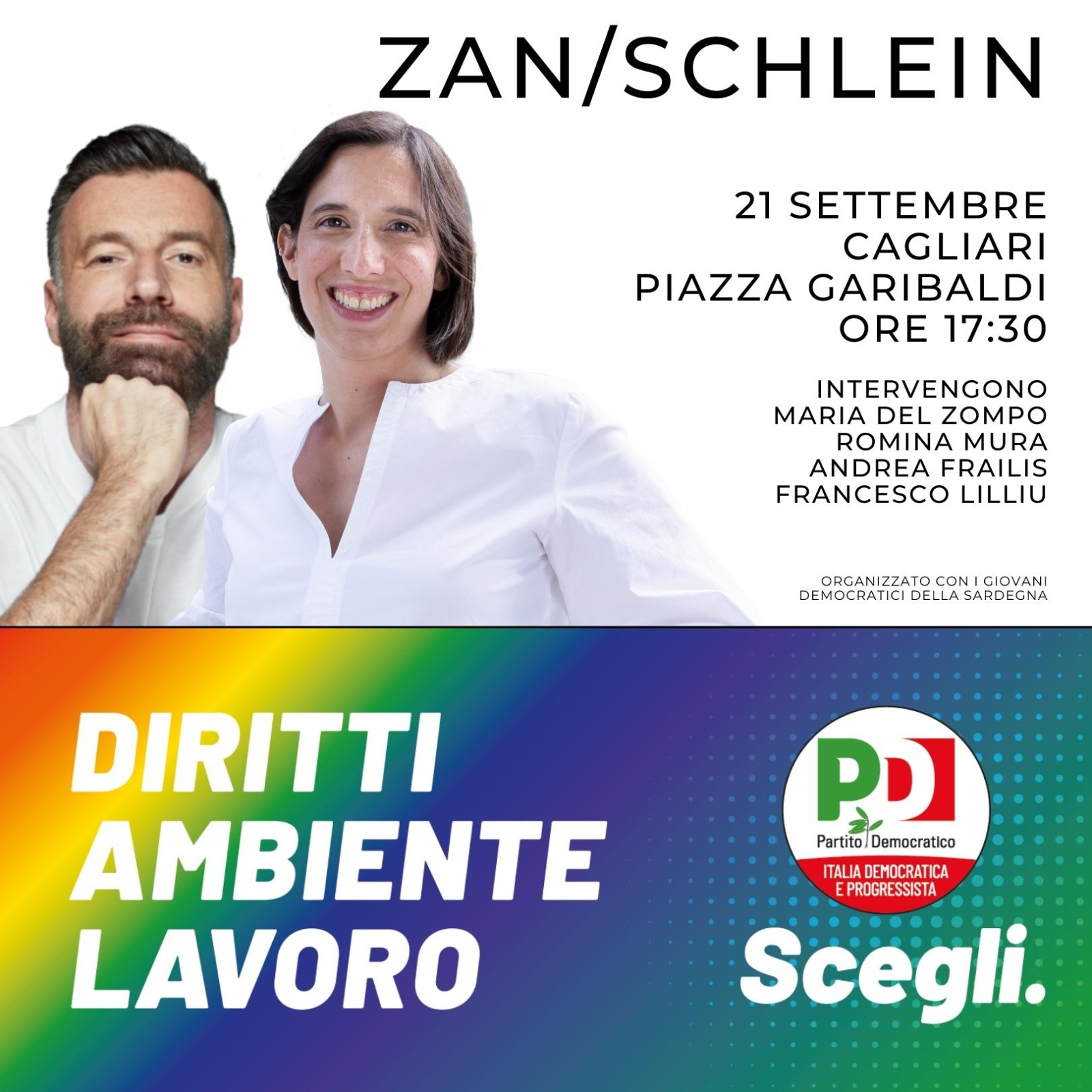 Elly Schlein a Cagliari con Alessandro Zan