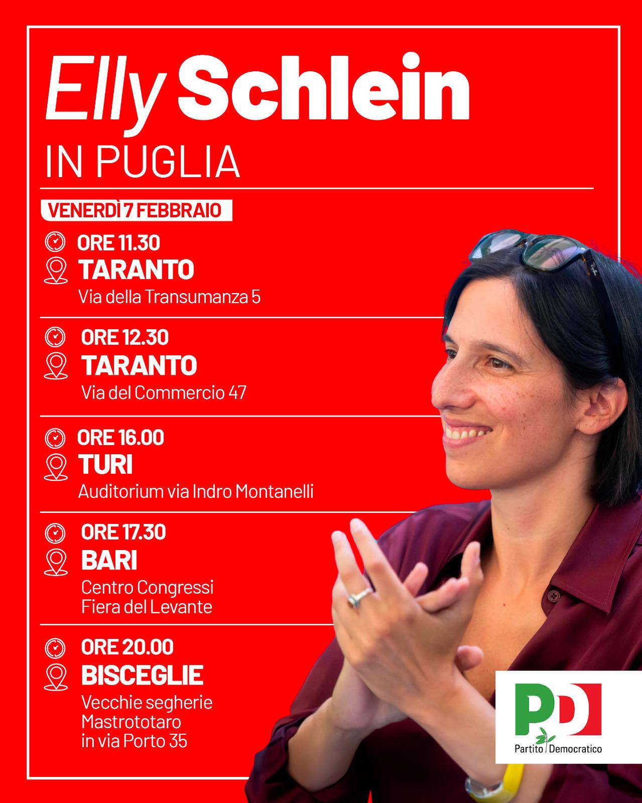 Elly Schlein in Puglia