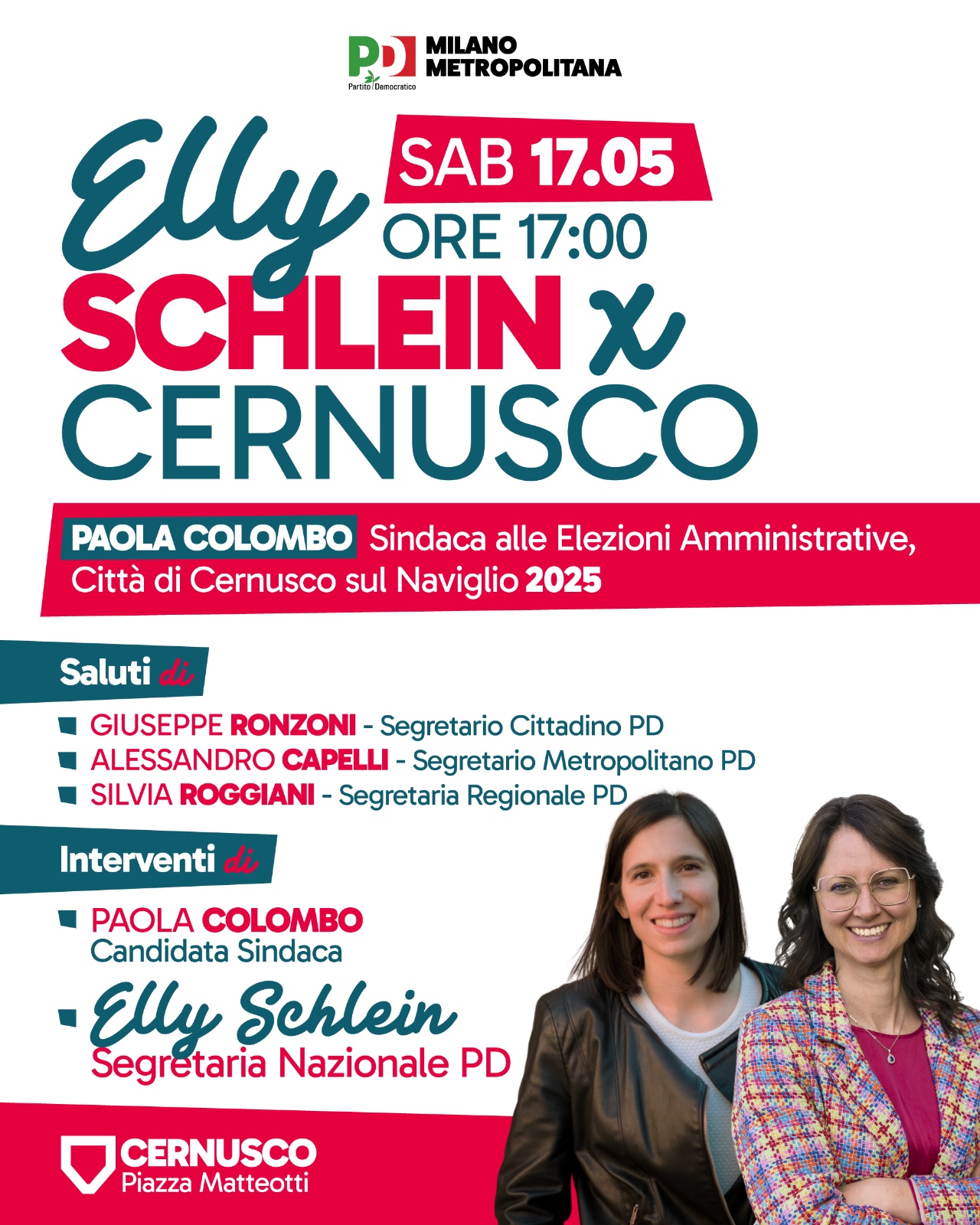 Elly Schlein a Cernusco sul Naviglio