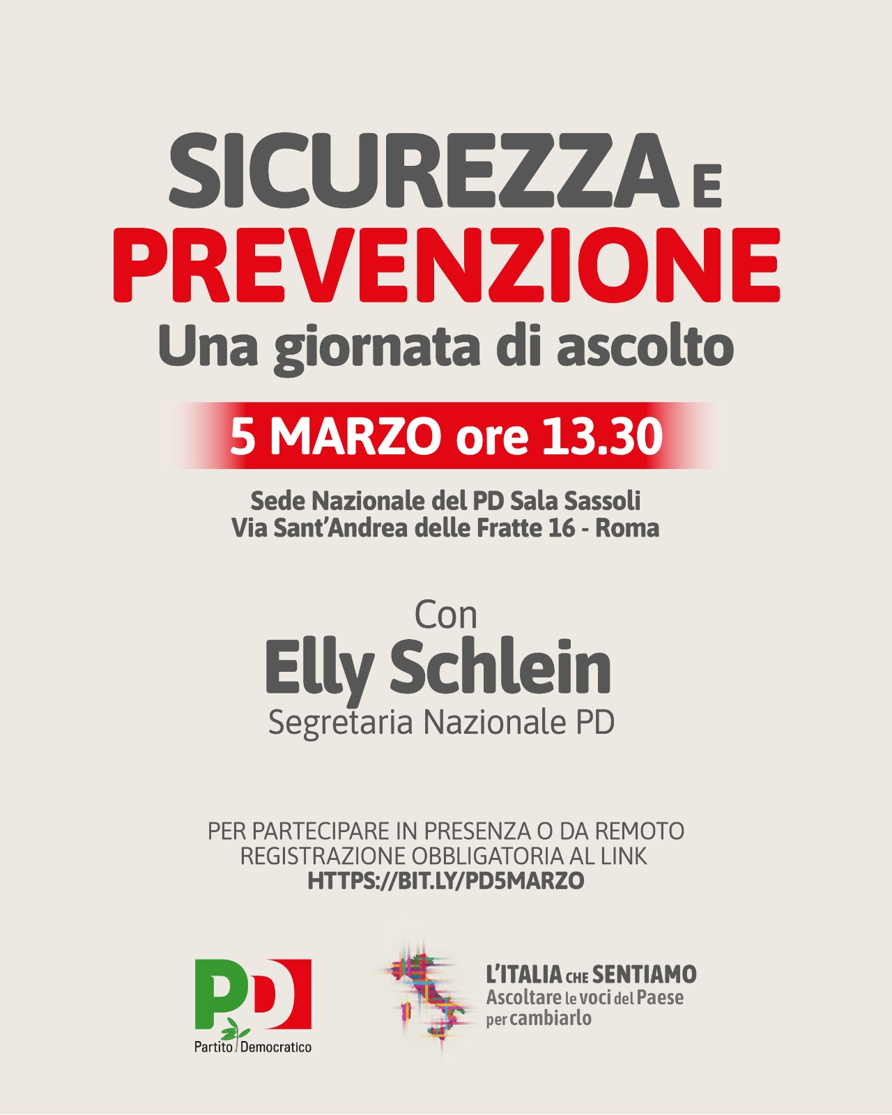 Elly Schlein a Roma - Convegno Sicurezza e Prevenzione
